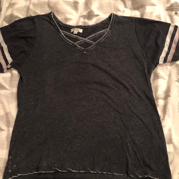 NWOT Ultra flirt charcoal gray size Junior s XL pink and white striped sleeve. - Picture 1 of 4